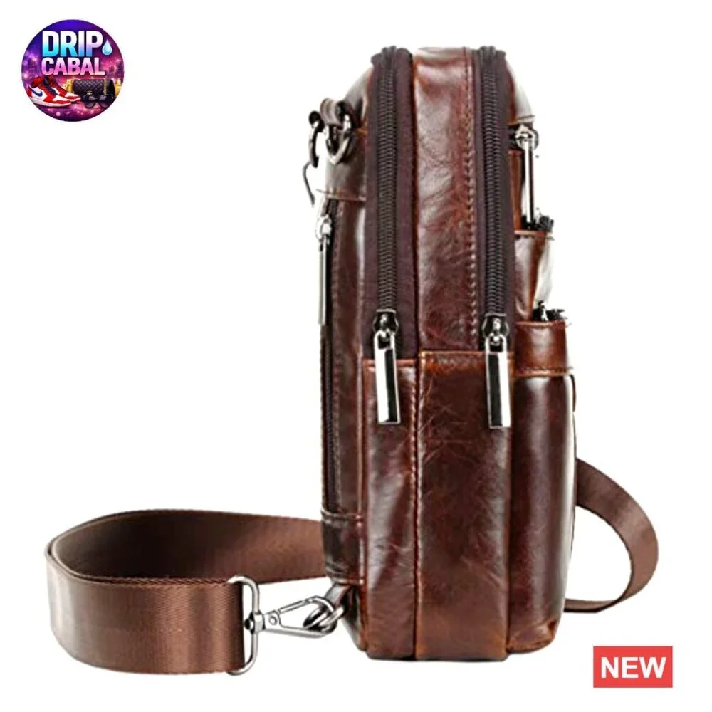 Genuine Leather Messenger Bag Crossbody Shoulder Sling Pack